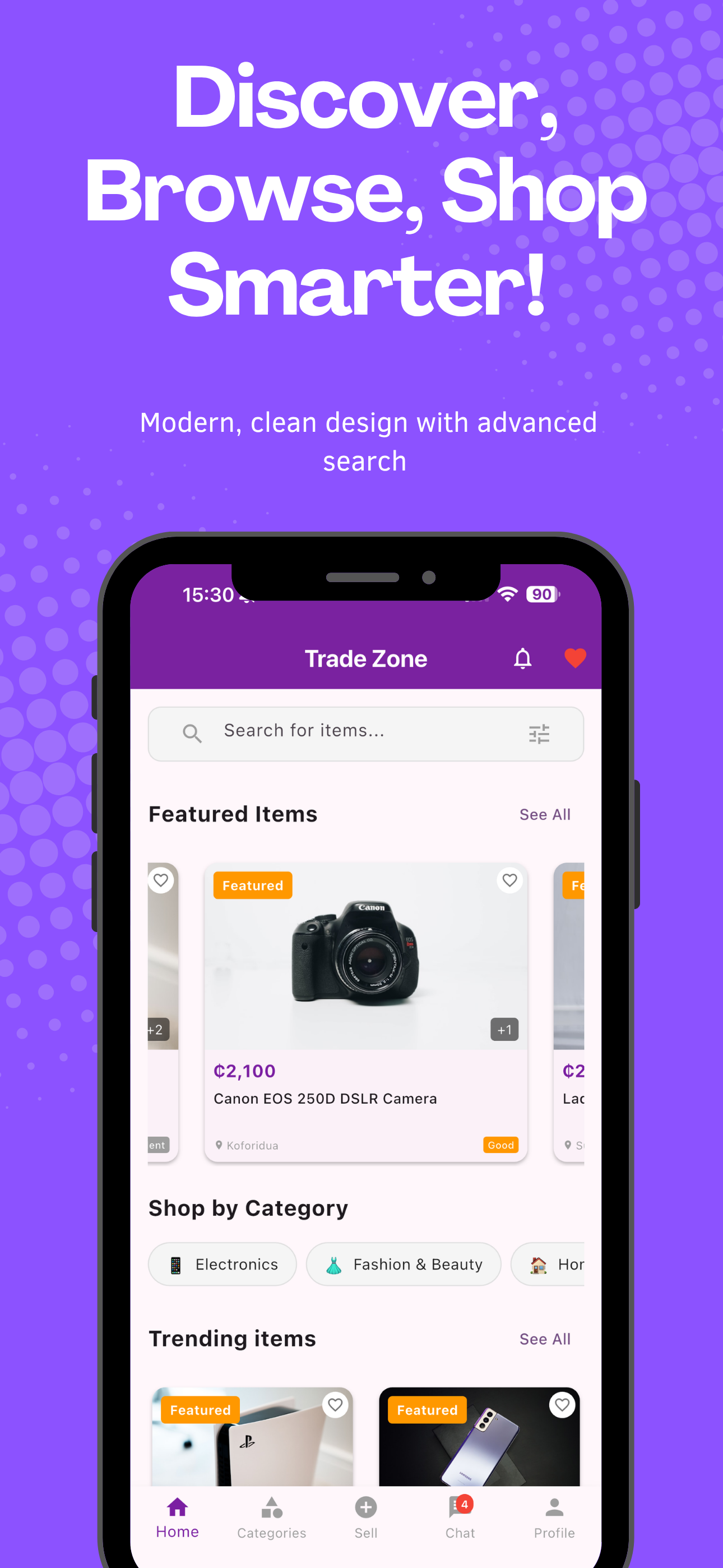 TradeZone mobile screen 1